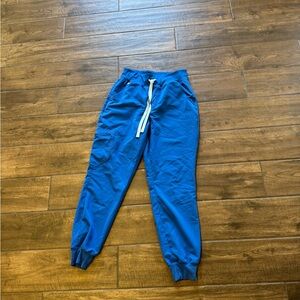 Figs Royal Blue Women’s Jogger Sweatpants with White Drawstring (small petite)